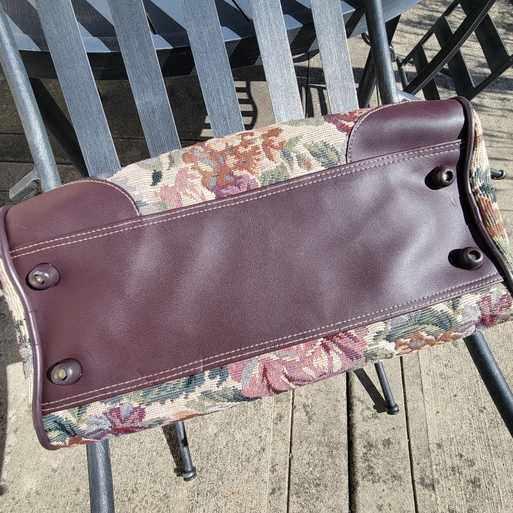 Vintage Jaguar Floral Tapestry Travel Duffle Weekender Bag Nice! See NOTES! - Picture 5 of 9